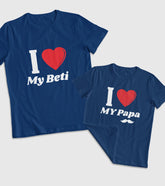 I love my Papa and beti Unisex Half Sleeve T-Shirts (Pack of 2)